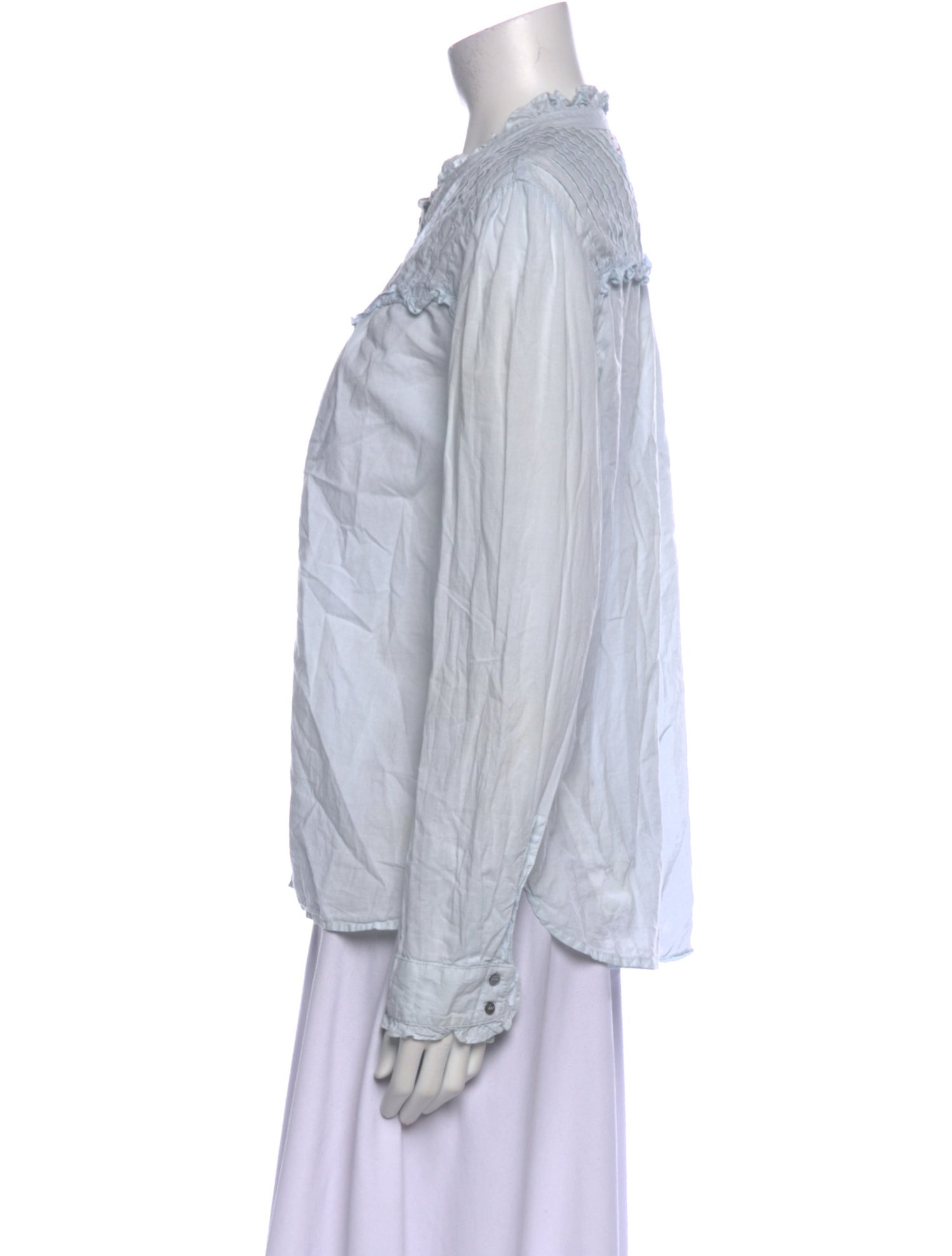 Xirena Mock Neck Long Sleeve Button-Up Top